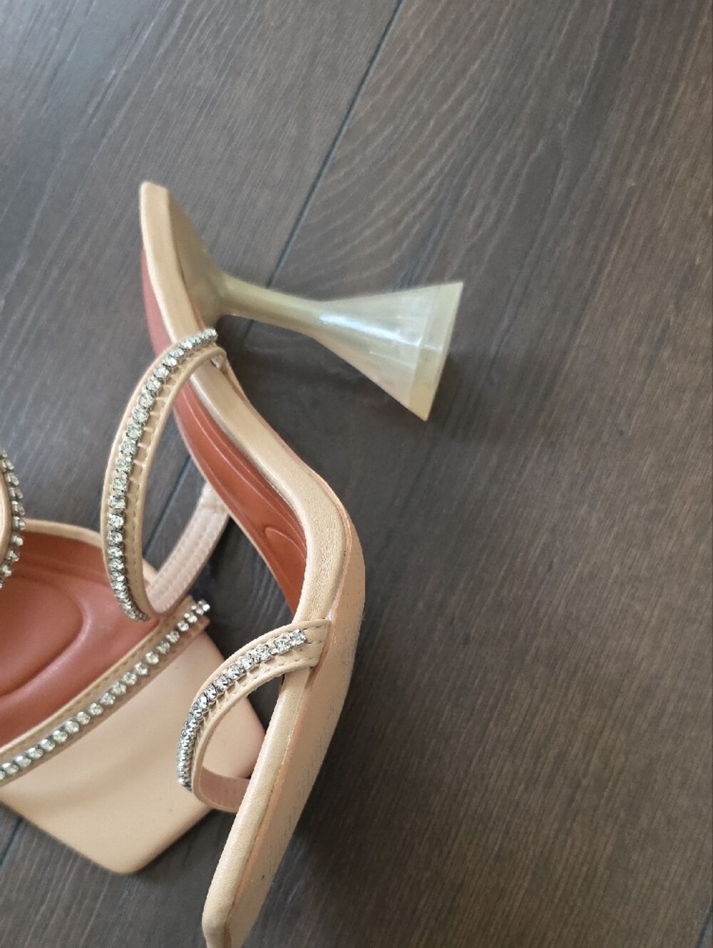 Akira Nude Rhinestone Strap Heeled Sandals - Picture 3 of 8